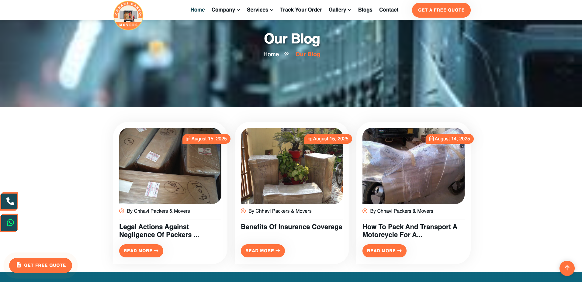 Chhavi Cargo Movers / Packers and Movers Website