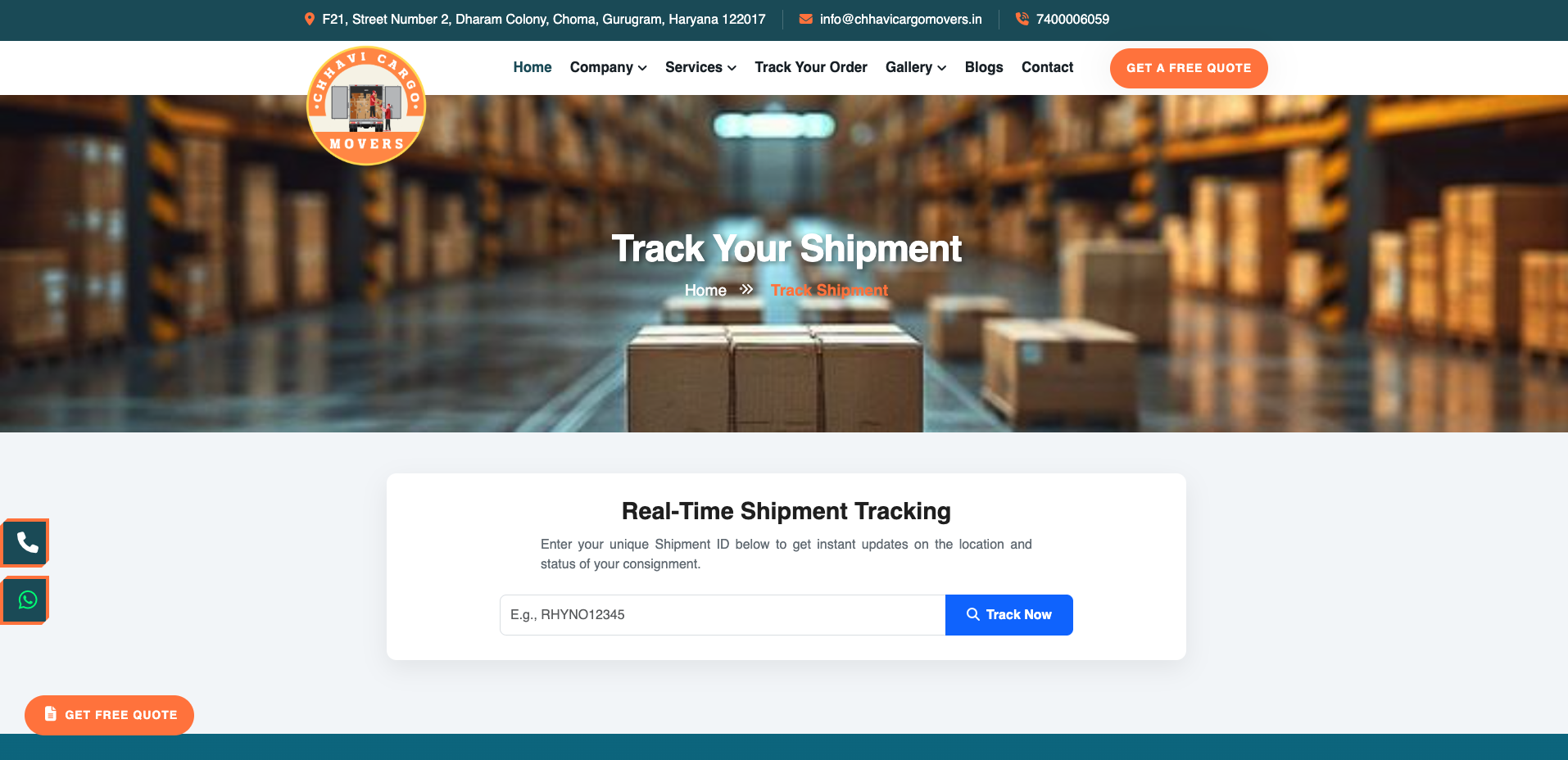 Chhavi Cargo Movers / Packers and Movers Website