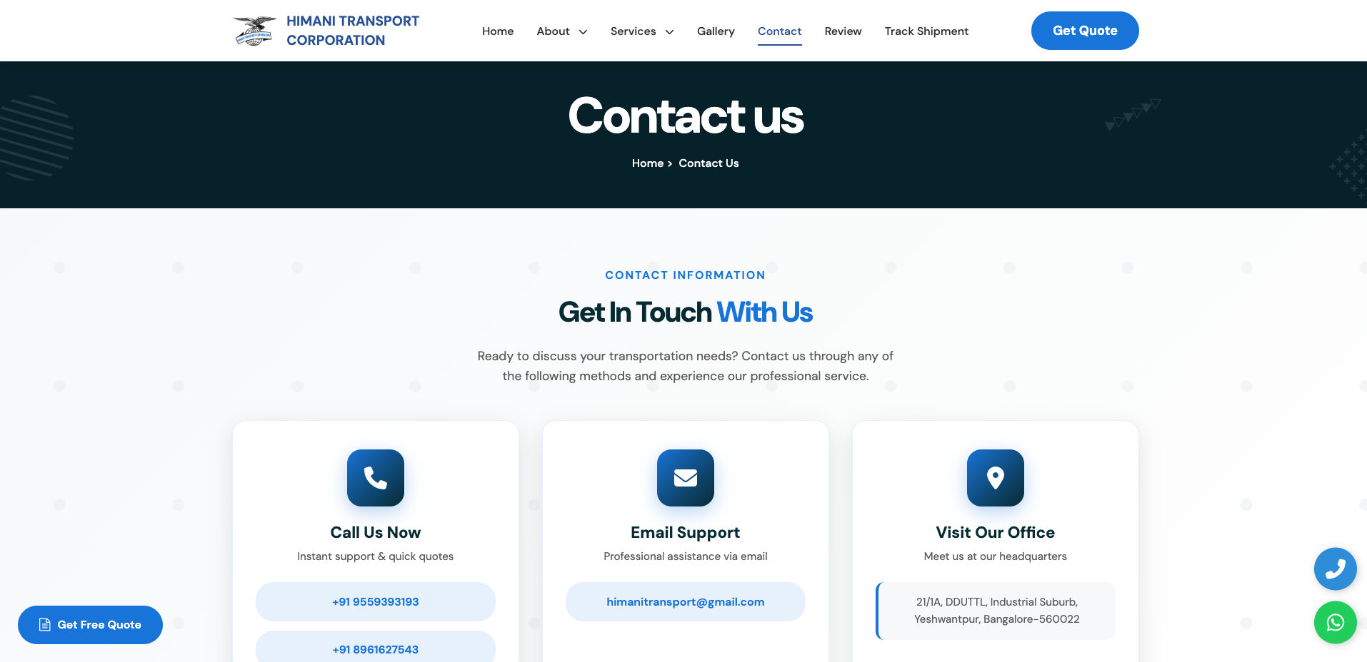 Himani Transport / Transport Website