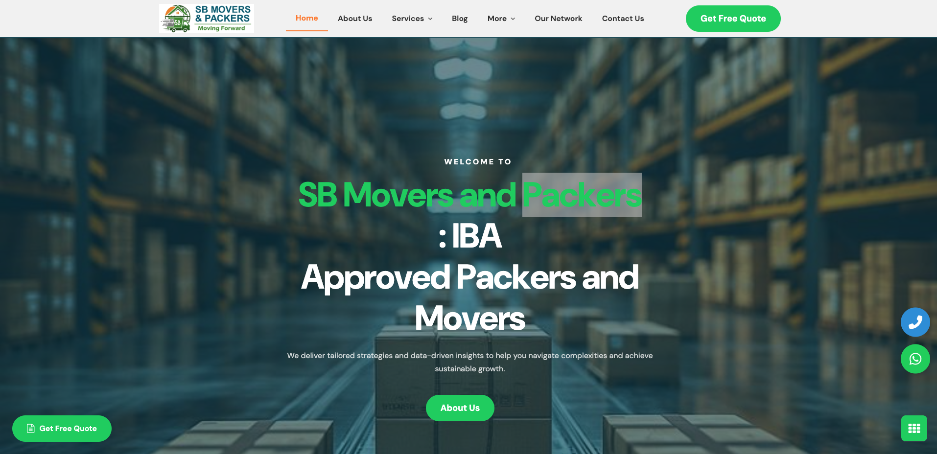 SB Movers & Packers / Packers and Movers Website